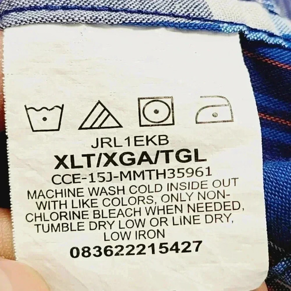 Wrangler Pearl Snap Red Button down Long sleeve Plaid Shirt Men'sXLT - Picture 6 of 7